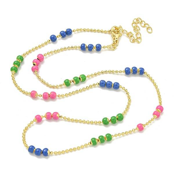 Brass Enamel Link Chain Necklaces