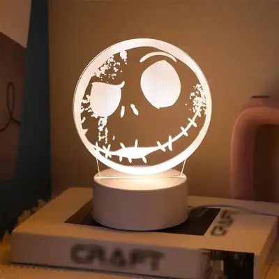 3D Ghost Face Design Night Light, Ambient Light For Bedroom Nursery Bedside Living Room Home Decor, Luminous Birthday Festiva...