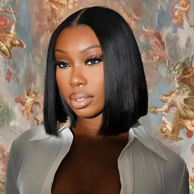 Double Drawn Bone Straight Pull Go 13x4 Lace Bob Wig Lace Frontal Natural Black Glueless Wig