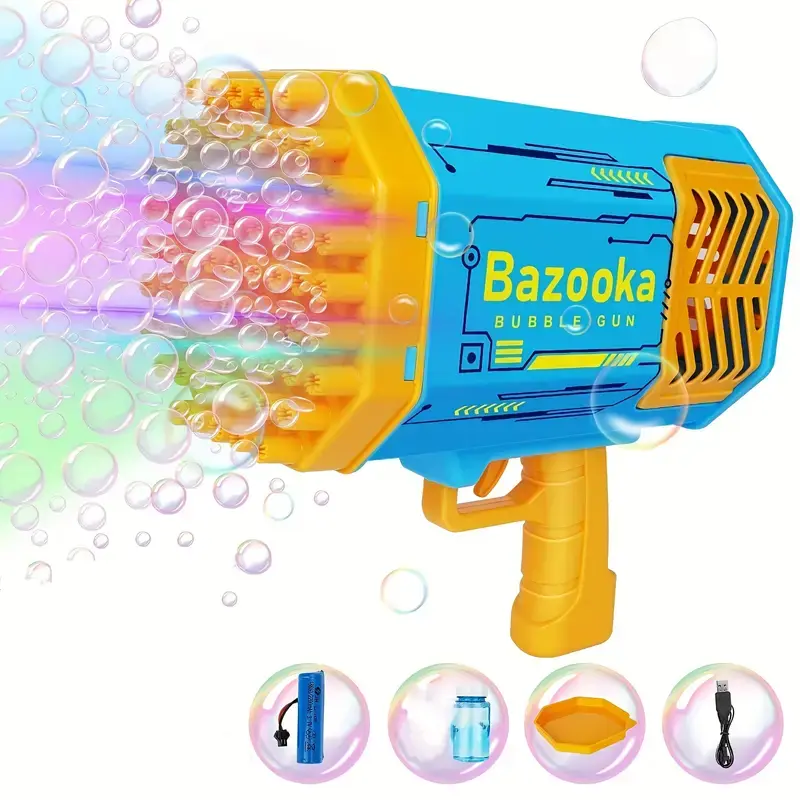 69 Hole Bubble Machine Gun Toy with Lights Bubble 69 Hole Toy Gift Outdoor Toys Gift for Birthday Wedding Party Bubble Blaste...