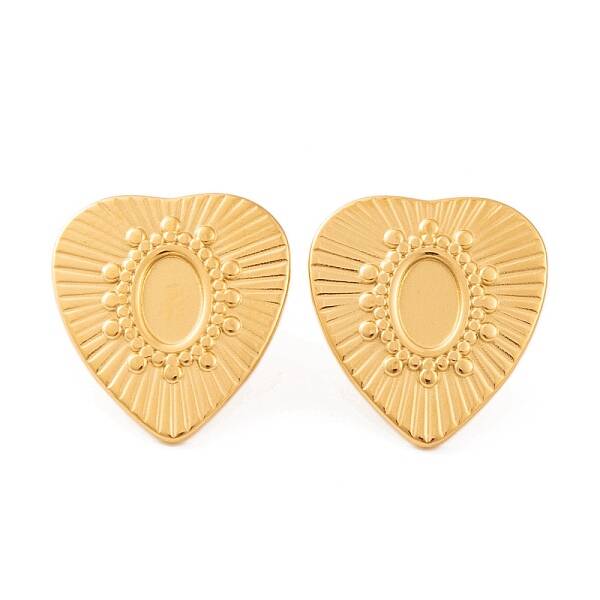 Ion Plating(IP) Heart 304 Stainless Steel Stud Earrings Findings