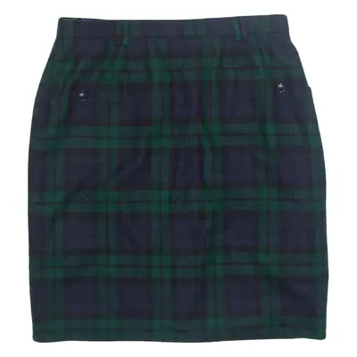 Womens Pencil Skirt Green Short Wool Plaid L