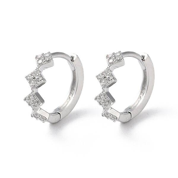 Brass Micro Pave Cubic Zirconia Hoop Earrings