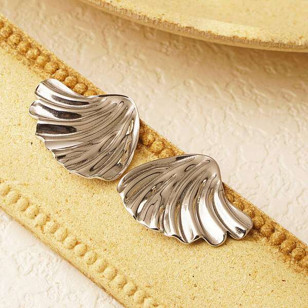 Elegant Ocean Style Stainless Steel Shell Shape Stud Earrings for Women Daily Wear