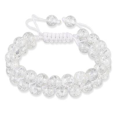Sparkling Round Glass Braided Bead Bracelet