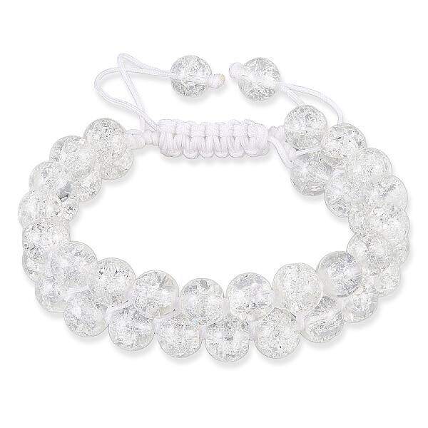 Sparkling Round Glass Braided Bead Bracelet