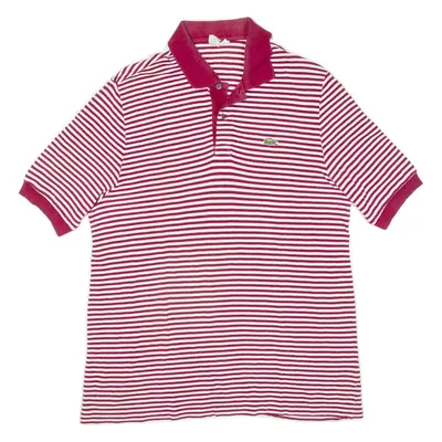LACOSTE Mens Polo Shirt Red Striped XL