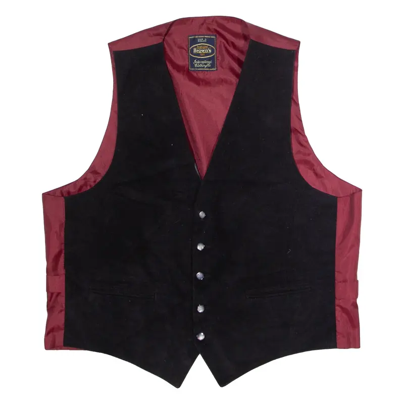 BROWN'S Mens Blazer Waistcoat Black Velvet 90s XL