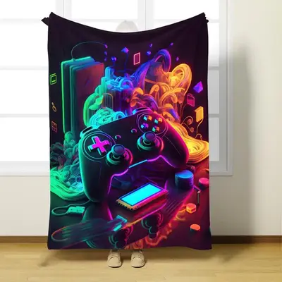 Gamepad Pattern Blanket, Soft Comfortable Throw Blanket, Napping Blanket For Home & Office & Travel & Camping, Cozy Room Acce...