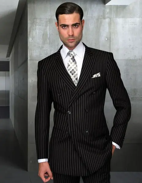 Men's 2-Piece Wool Suit - Bold Pinstripe | 100% Wool | Statement Outlet