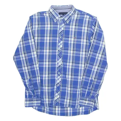 TOMMY HILFIGER Mens Shirt Blue Check Long Sleeve L
