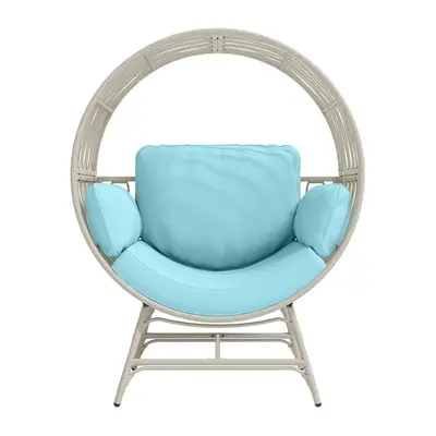 【FallFreshness】RIWENGO Rattan Wicker Egg Chair, Egg Basket Lounge Chair with 4 Cushions, Oversized Indoor and Outdoor Lou...