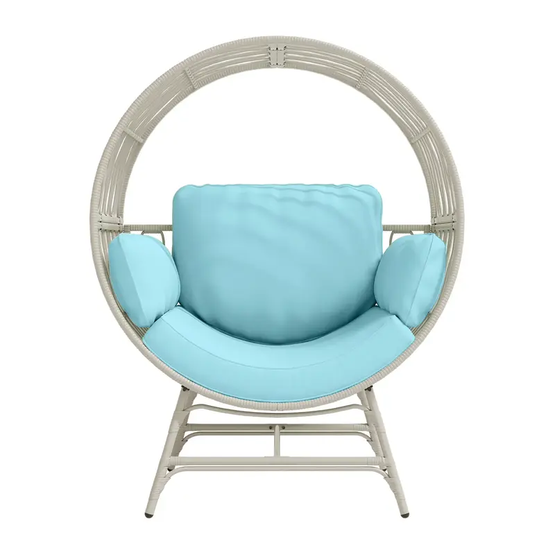 【FallFreshness】RIWENGO Rattan Wicker Egg Chair, Egg Basket Lounge Chair with 4 Cushions, Oversized Indoor and Outdoor Lou...