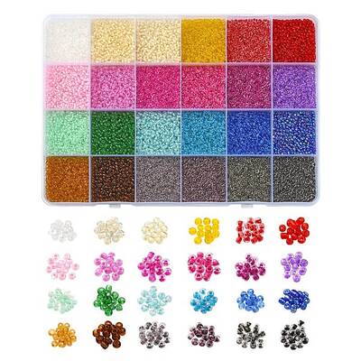 19200Pcs 24 Colors 12/0 Glass Seed Beads