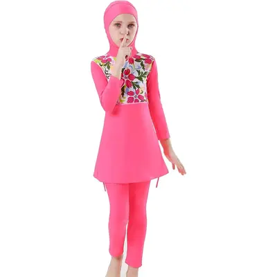 Muslim Swimsuits for Girls Kids Modest Islamic Swimwear Burkini Full Cover Hijab Top Pants Swimming Cap Bathing Suits