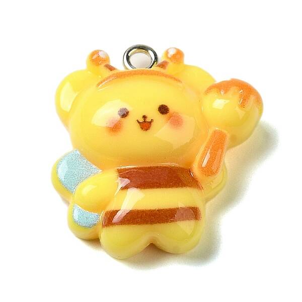 Bee Theme Opaque Resin Pendants