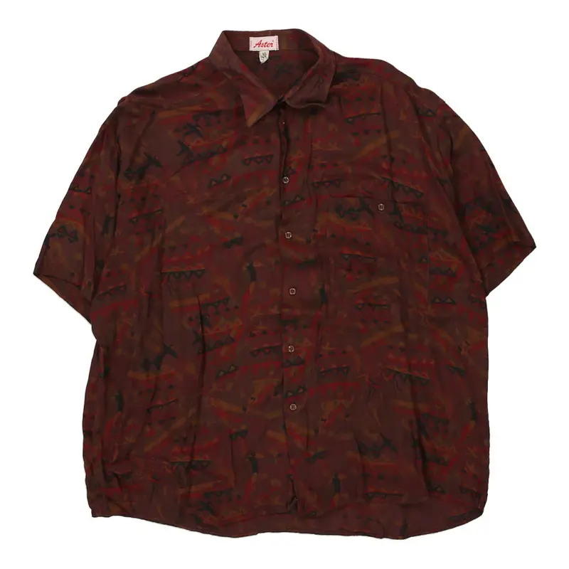Aster Short Sleeve Shirt - XL Brown Viscose