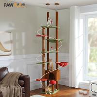 PAWZ Road Cactus Cat Tree Floor to Ceiling Adjustable Height 90.5-100.4 Inches with Condo, Hammock & Scratching Post for Indo...
