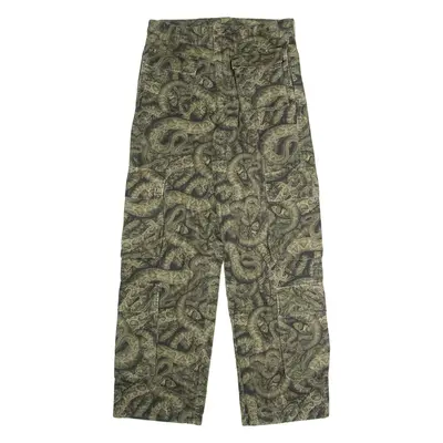 PESO Snake Print Cargo Mens Trousers Green Regular Straight W32 L32