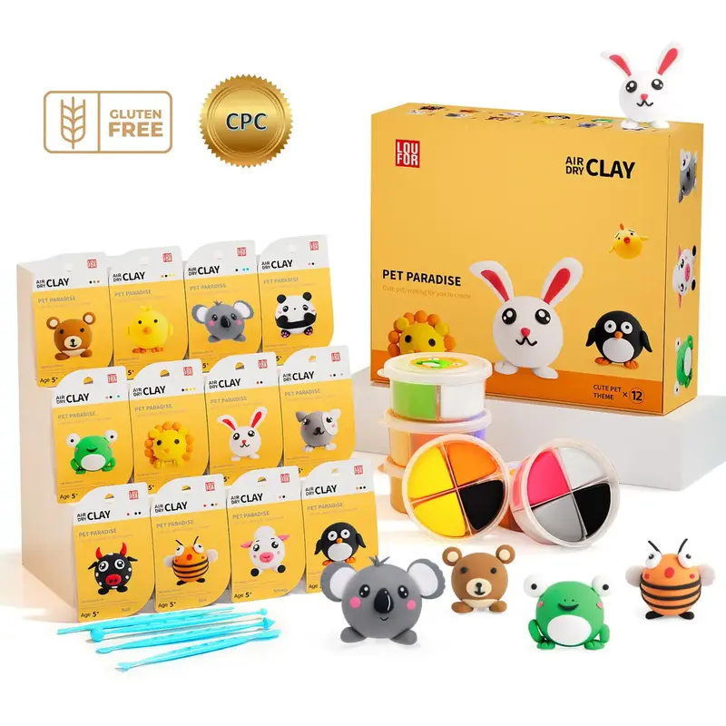 Air Dry Clay Kit for Kids – Cute Animal Crafts, All-In-One Set with Tools & Instructions, Indoor Entertainment, Family Bond...