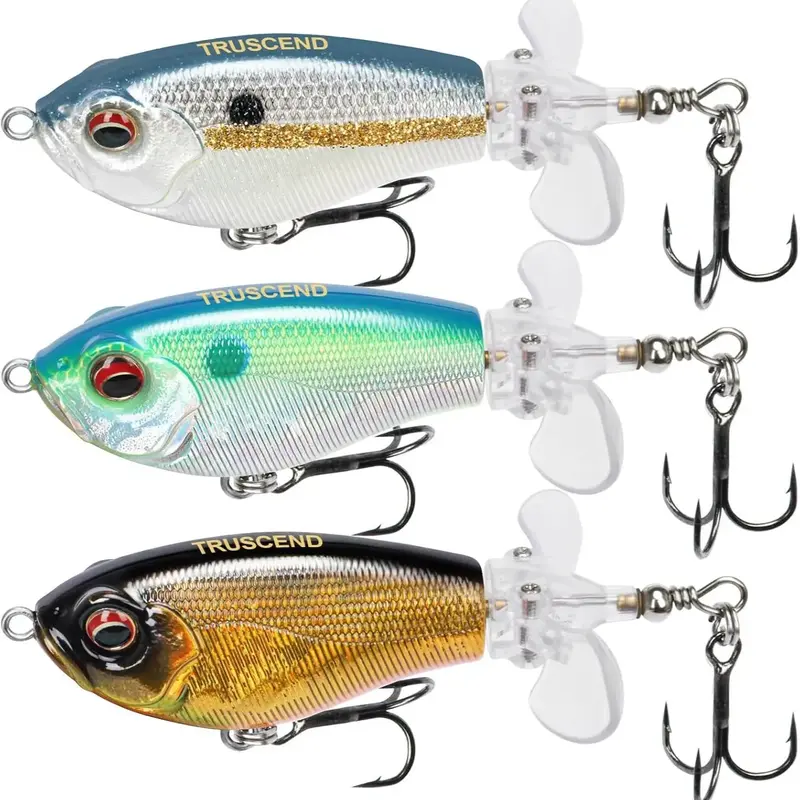 TRUSCEND Double Bladed PoPobait with BKK Hooks,ABS Material TopWater Whopper Fishing Lure for Freshwater&Saltwater,Well-Balan...