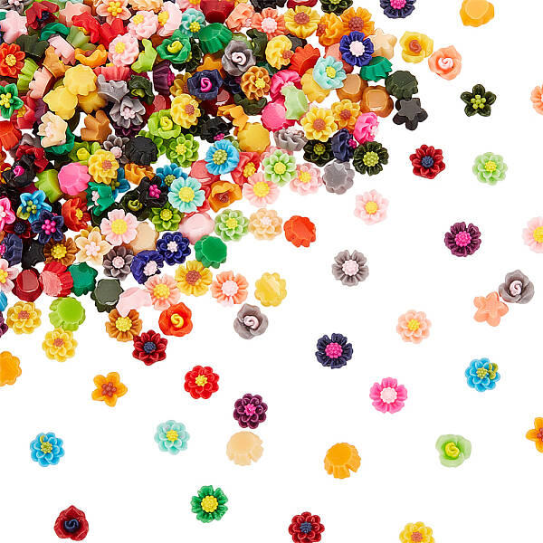 250Pcs 5 Styleds Opaque Resin Cabochons