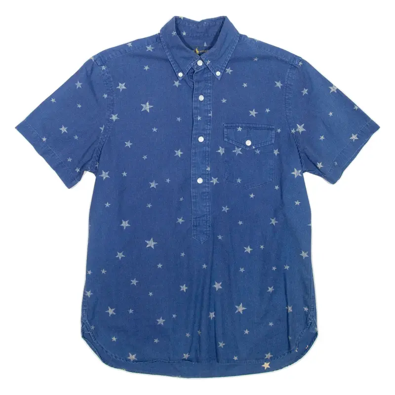 RALPH LAUREN Star Print Mens Shirt Blue Spotted S