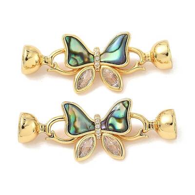 Butterfly Brass Micro Pave Clear Cubic Zirconia Fold Over Clasps