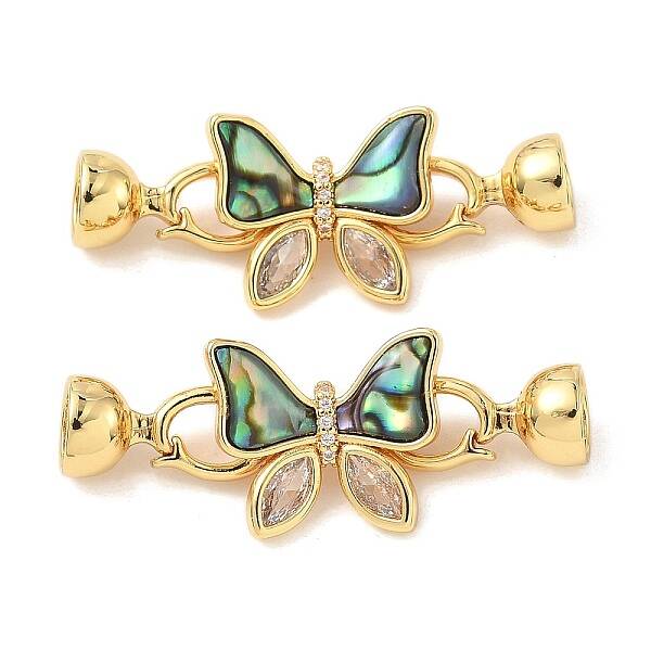 Butterfly Brass Micro Pave Clear Cubic Zirconia Fold Over Clasps