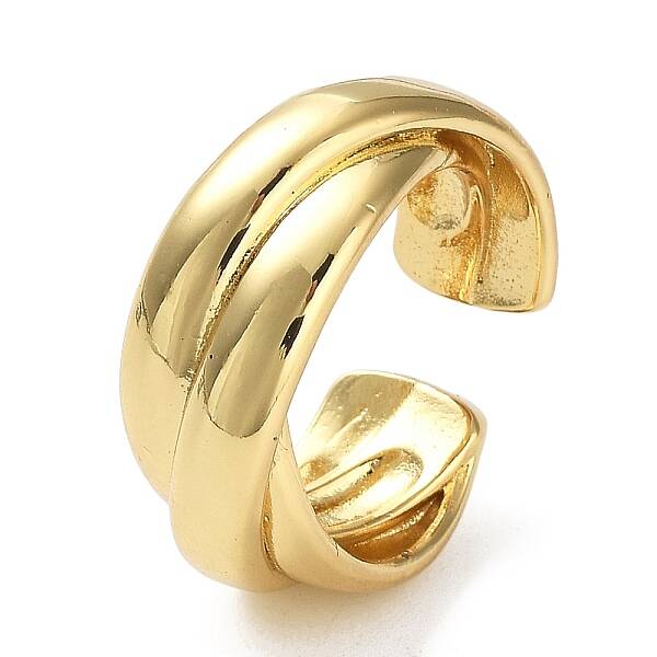 Rack Plating Brass Criss Cross Open Cuff Rings for Women