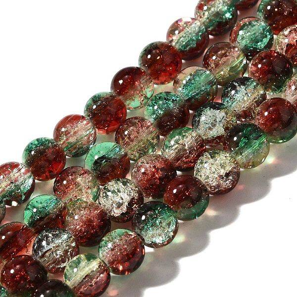 Christmas Theme Crackle Glass Beads Strands
