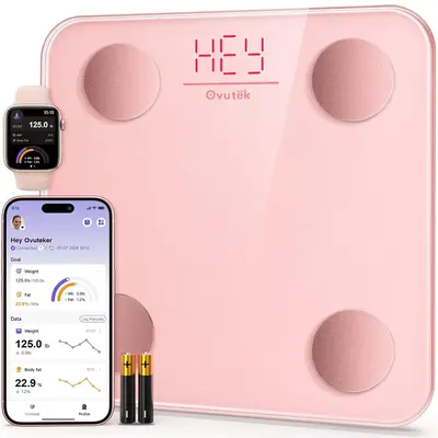 Ovutek Pink Smart Scale for Body Weight, Digital Bathroom Scale BMI Weighing Body Fat Scale, Accurate Body Composition Scale ...