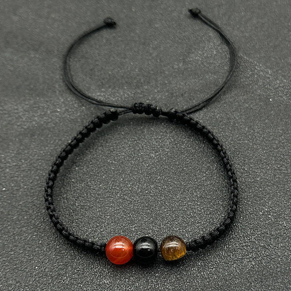 Adjustable Unisex Mixed Stone Round Braided Bead Bracelets