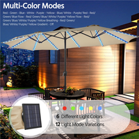 【12 Light Model Umbrella】Yaheetech 13ft Patio Parasol with Multi-Mode LED Lights Strips and Base Stand Triple-Vented Outd...