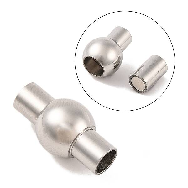 Tarnish Resistant 304 Stainless Steel Magnetic Clasps with Glue-in Ends