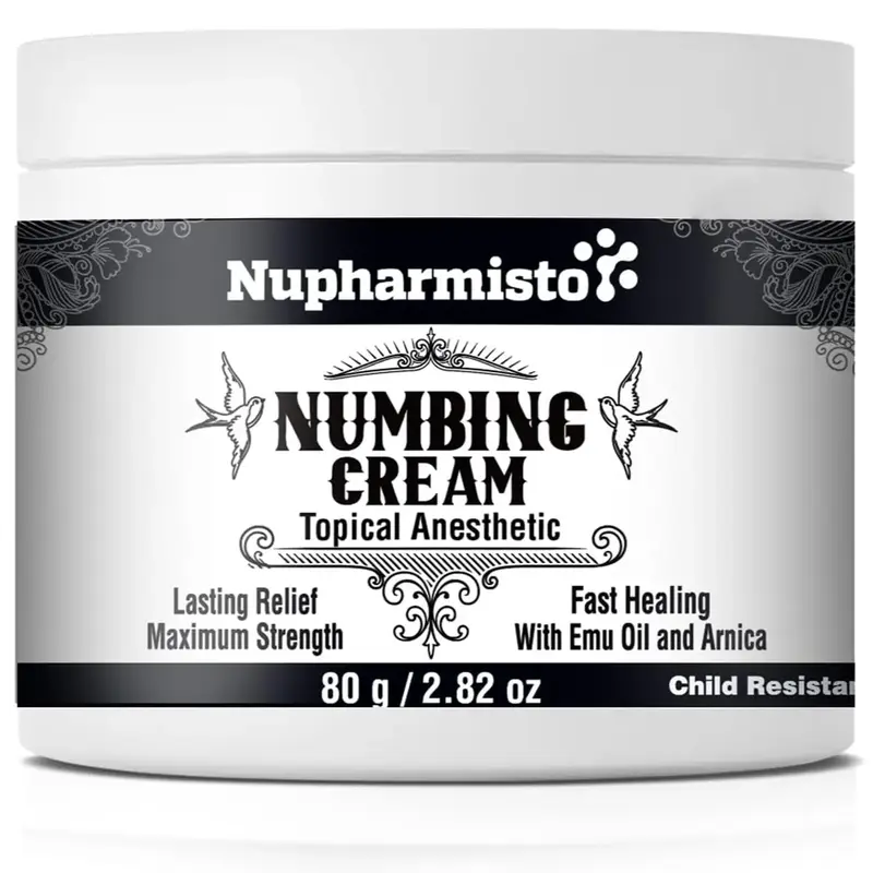 Nupharmisto Tattoo Numbing Cream: Maximum Strength Lidocaine & Menthol for Long-Lasting Pain Relief During Tattoos, Piercings...