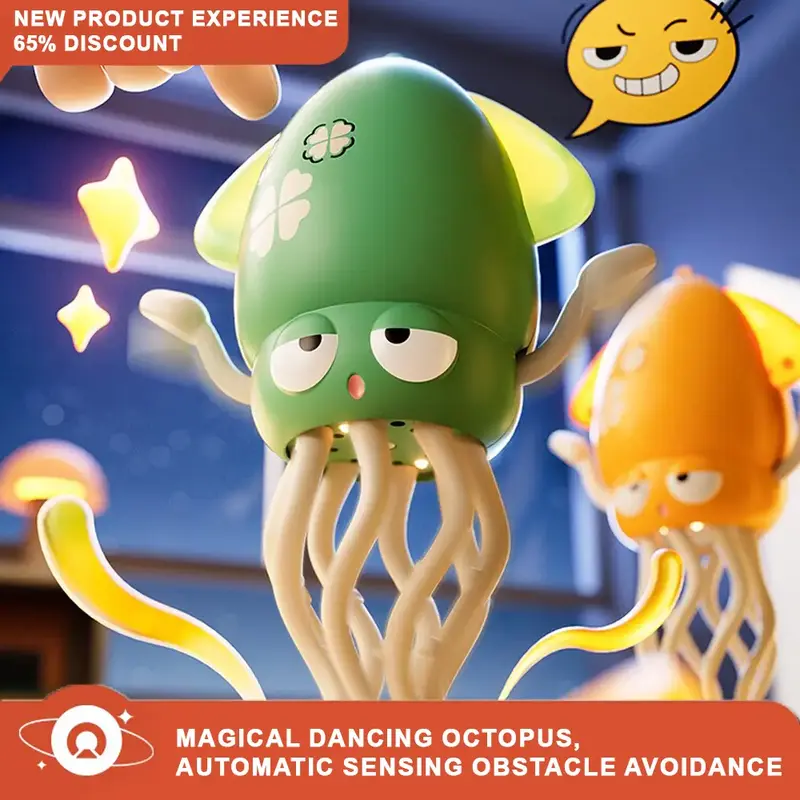 Electric Crawling Octopus Toy with LED Lights & Music, Crazy 8-Leg Action Octopus with Smart Obstacle Avoidance, Toddler Toys...