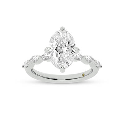 Cabo Oval Lab Grown Diamond Engagement Ring | 18K White Gold 3 5/8 CT. TW.