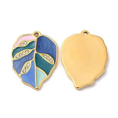 Real 18K Gold Plated 304 Stainless Steel Rhinestone Pendants