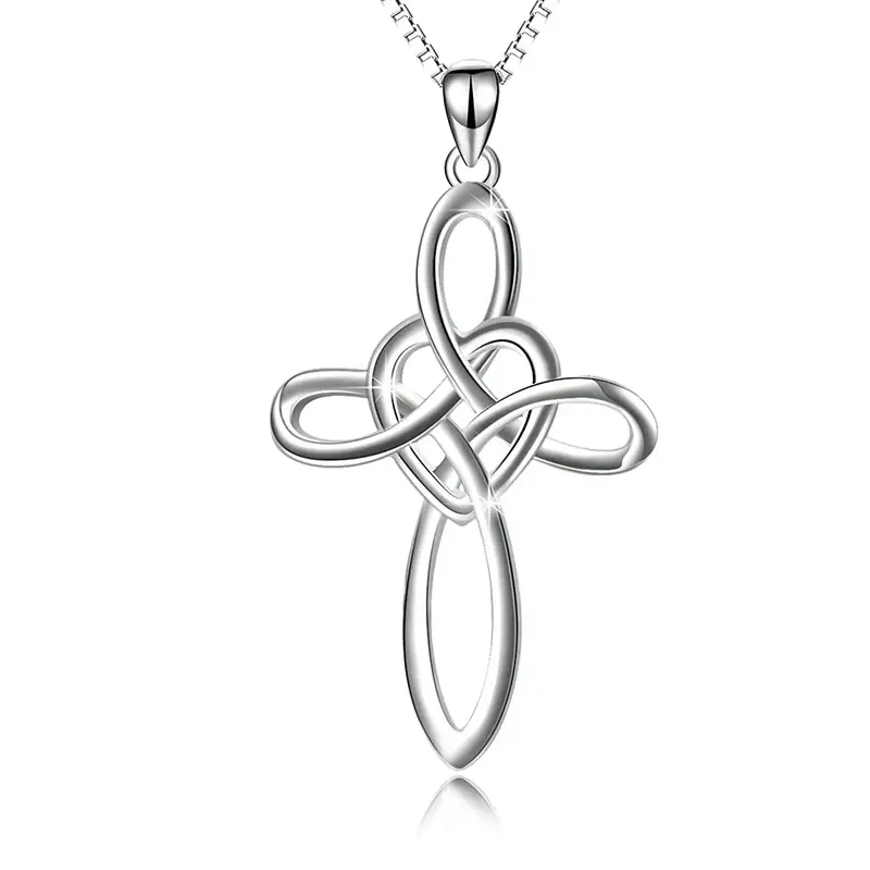 YFN Celtic Knot Cross Necklace 925 Sterling Silver Infinity Love Heart Pendant Necklace Jewelry Gifts for Women