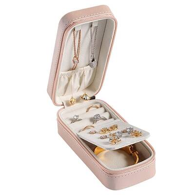 Mini PU Leather Jewelry Set Zipper Box