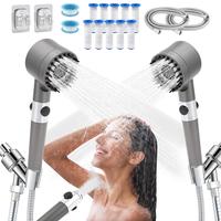 Only 13.9 New Pressure Shower Head Set with 3-Speed Adjustable Universal Interface, Hose Holder, OneClick Water Stop Filter S...