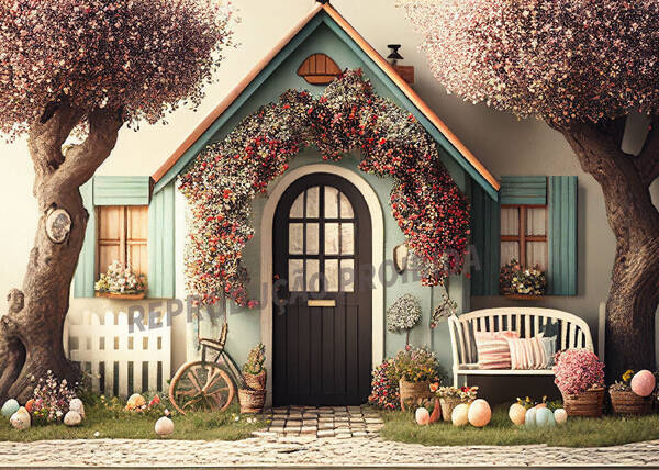 Door With Flowers Tree Photo Backdrop For Children - Aperturee