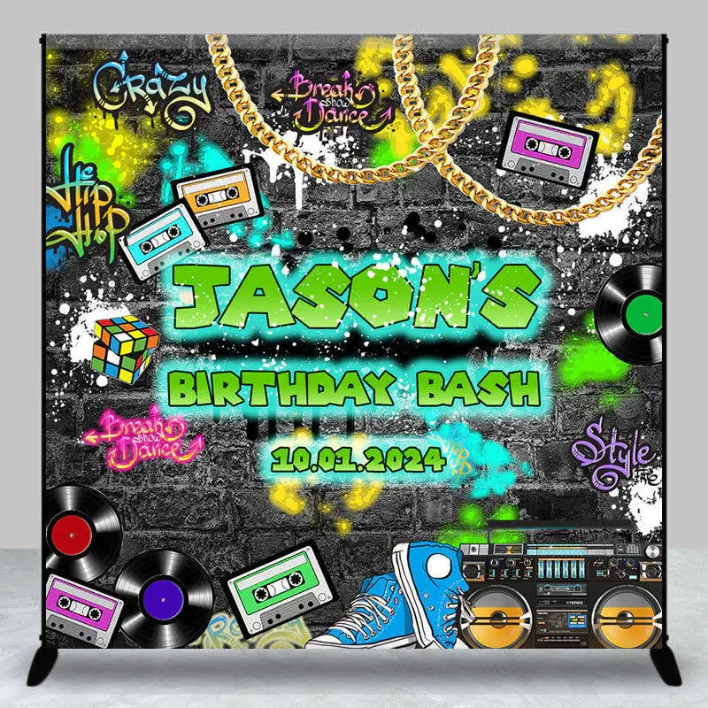 Custom Hiphop Brick Wall Birthday Bash Backdrop - Aperturee