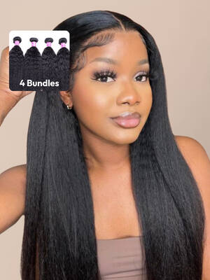 UNice 4Pcs Kinky Straight Remy Human Hair Bundles