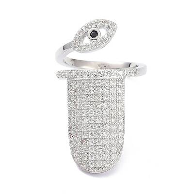 Brass Micro Pave Cubic Zirconia Fingernail Rings