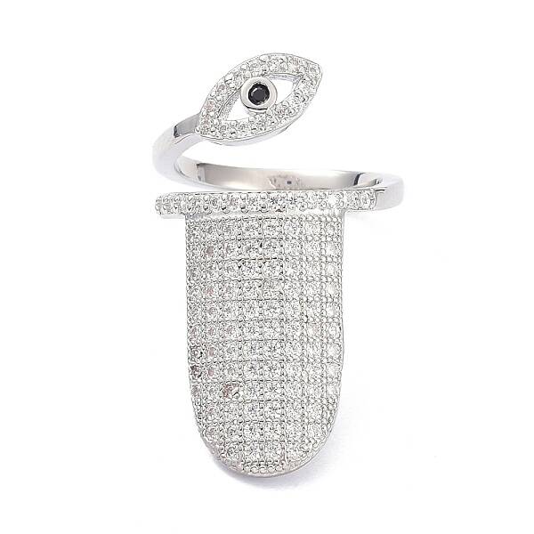 Brass Micro Pave Cubic Zirconia Fingernail Rings