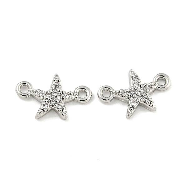 Brass Micro Pave Clear Cubic Zirconia Connector Charms