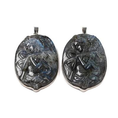 Natural Labradorite Carved Goddess Big Pendants