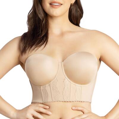 PARFAIT Elissa P50116 Women's Non-slip Full Bust and Full Figure Supportive Seamless Foam Padded Strapless Longline Bra